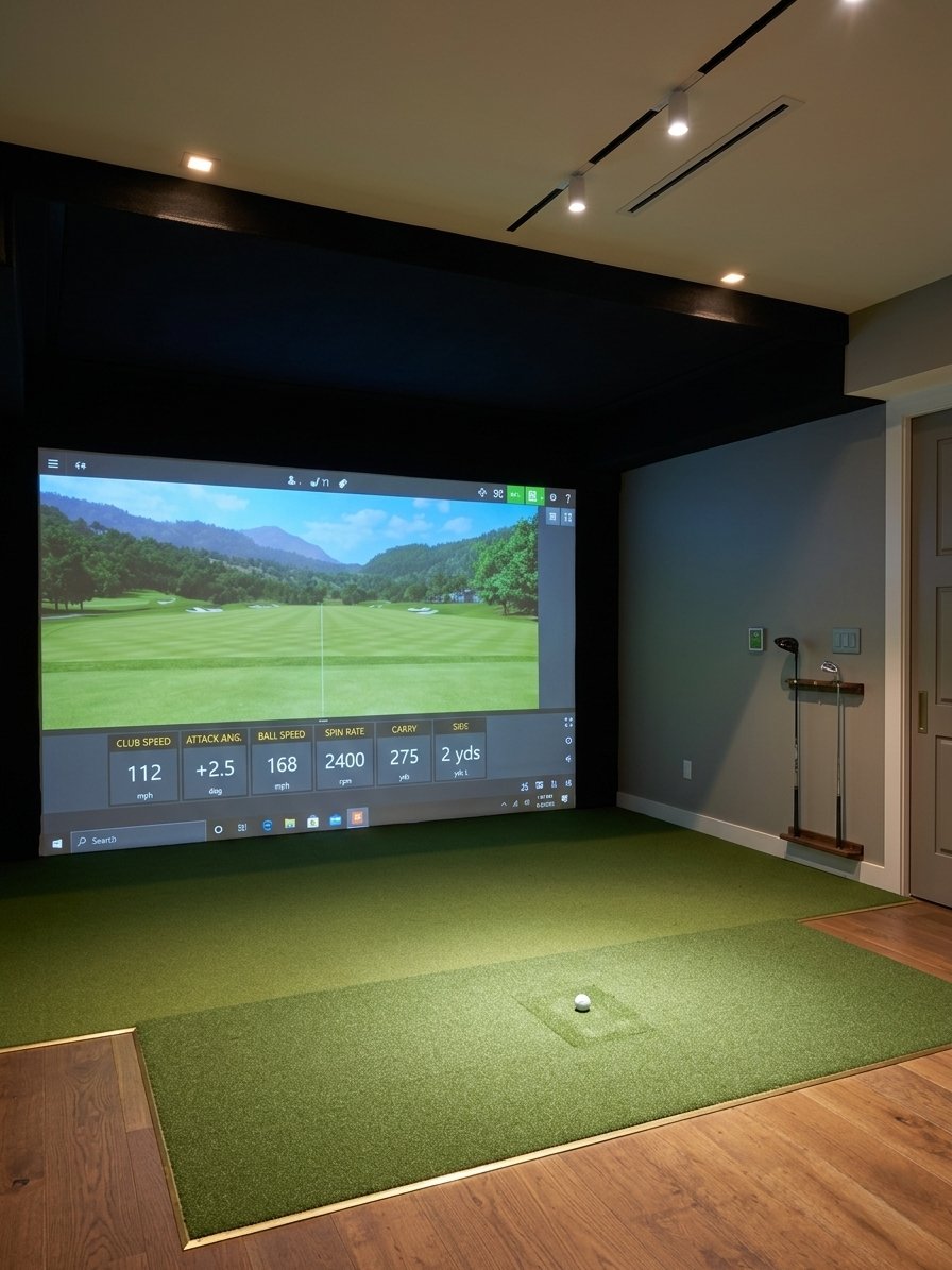 TrackMan golf simulator basement installation — North Carolina